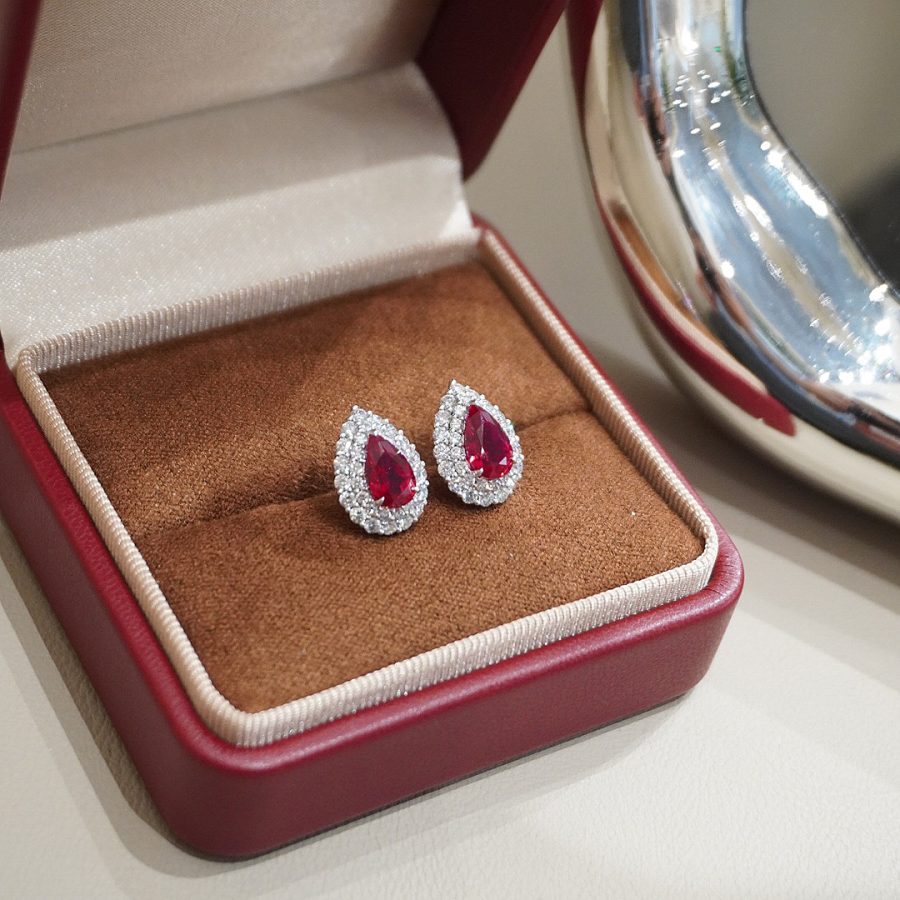 PT950 Lab-Grown Ruby Earrings - Image 2