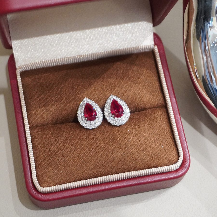 PT950 Lab-Grown Ruby Earrings - Image 3