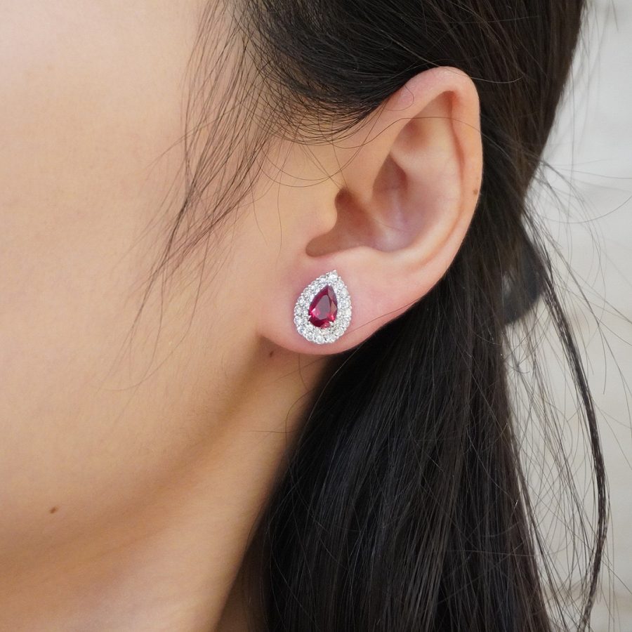 PT950 Lab-Grown Ruby Earrings