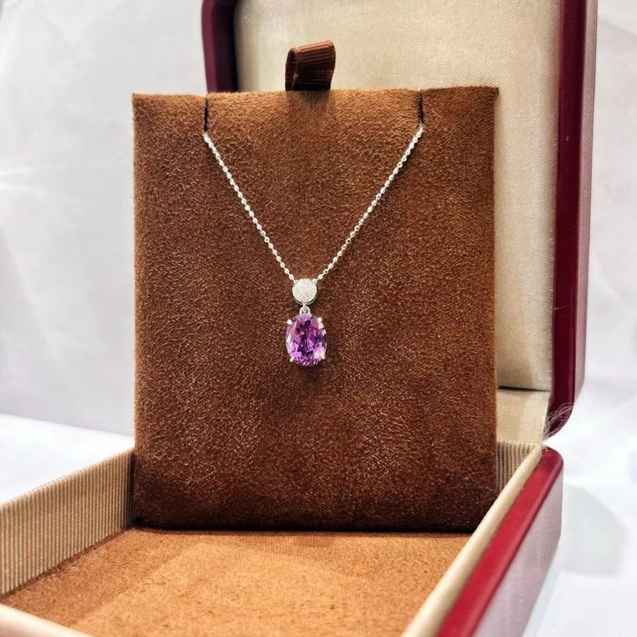 pt950 nurtured purple sapphire pendant - Image 2