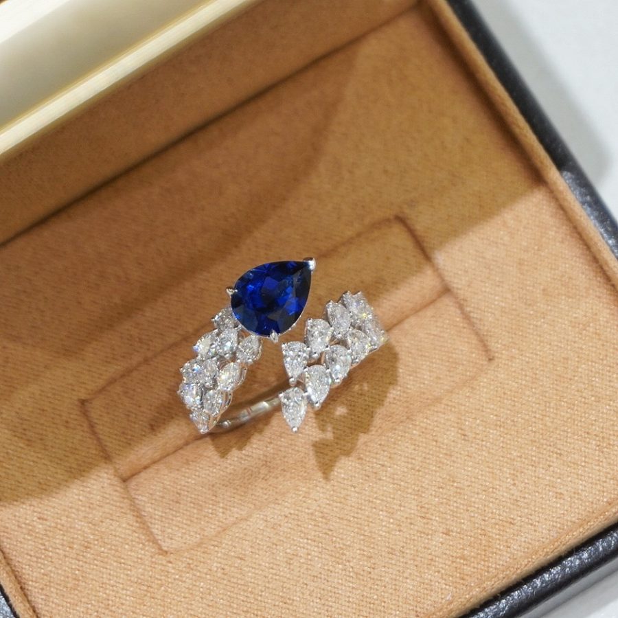 18k gold lab-grown sapphire ring - Image 7