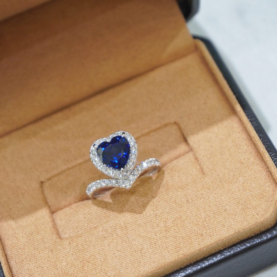 A heart-grown sapphire ring
