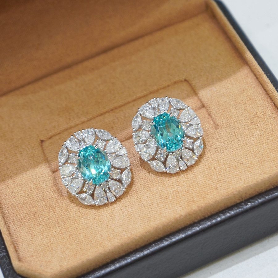 18k gold cultivated Paraiba stud earrings
