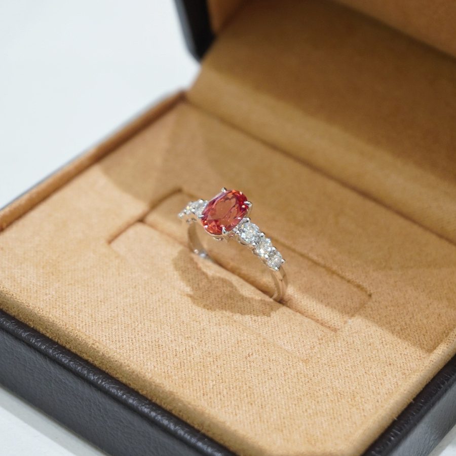 18k gold nurtured padparadscha ring