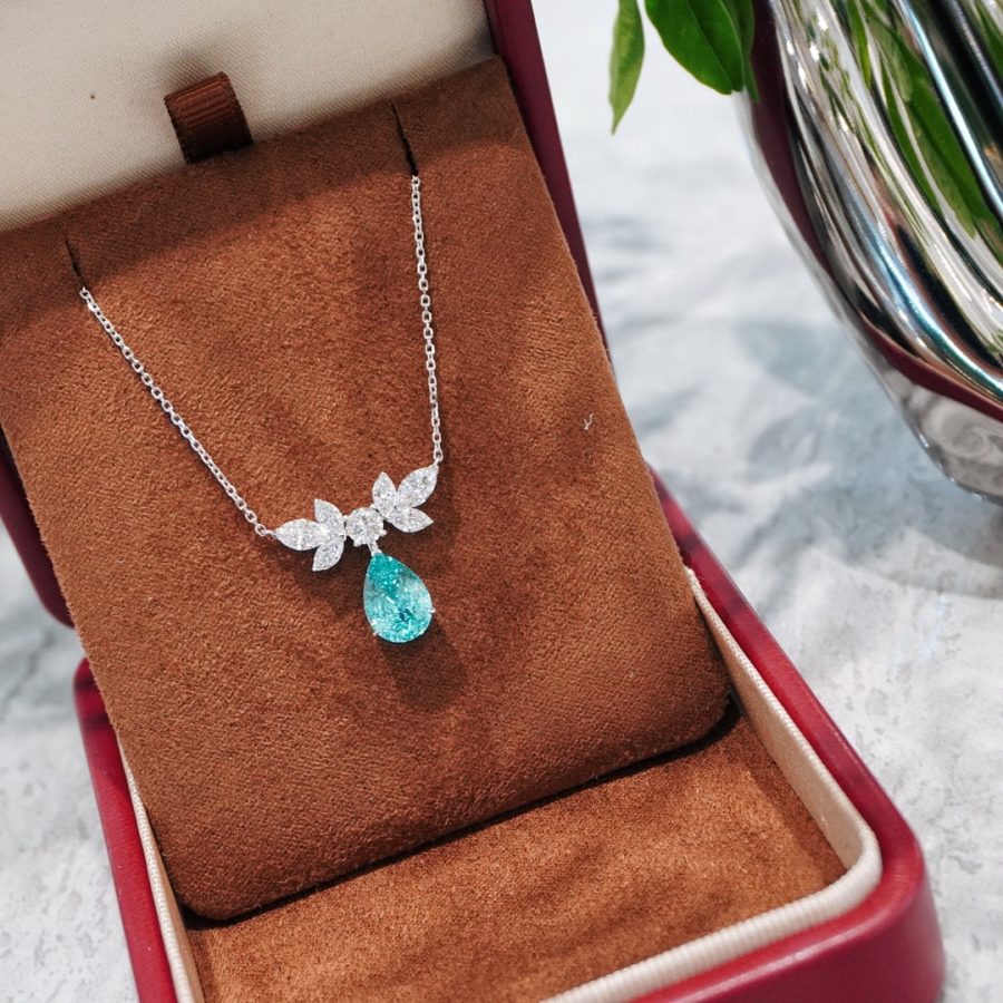 PT950 lab-grown gemstone necklace
