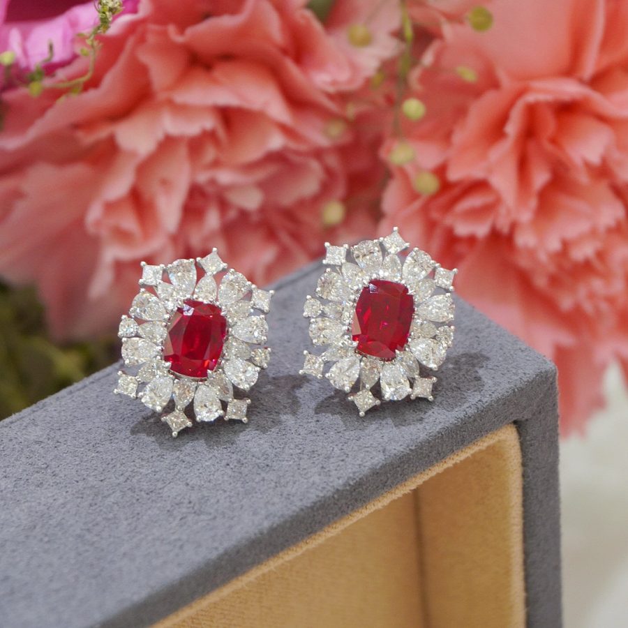 18k gold nurtured ruby earrings