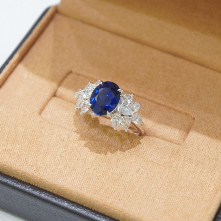 18k gold lab-grown sapphire ring - Image 5