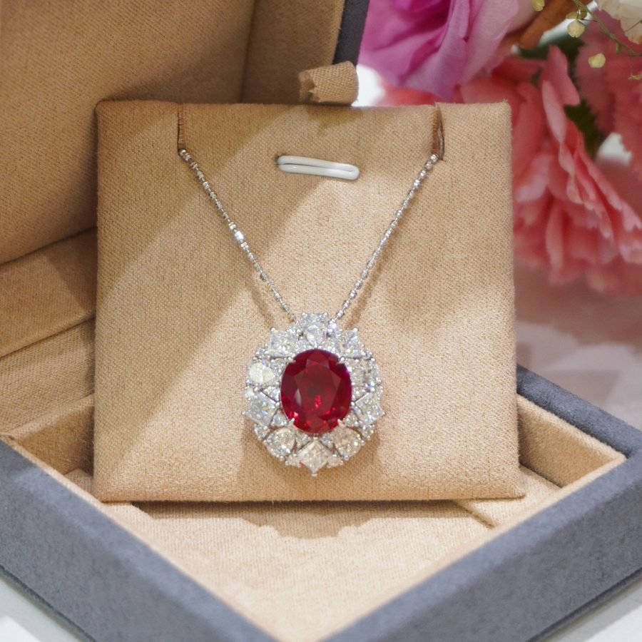 18k gold nurtured ruby ring pendant for two wearers - Image 5