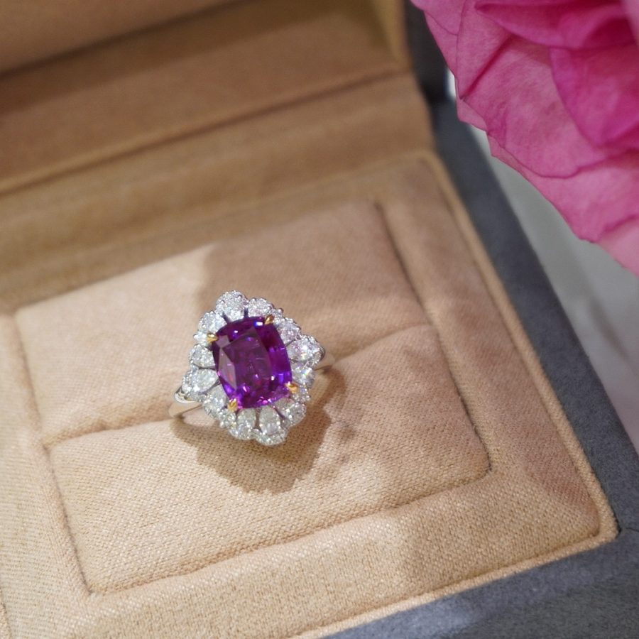18k gold lab-grown purple sapphire - Image 6