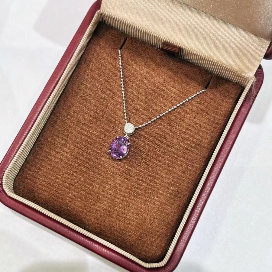 pt950 nurtured purple sapphire pendant - Image 4