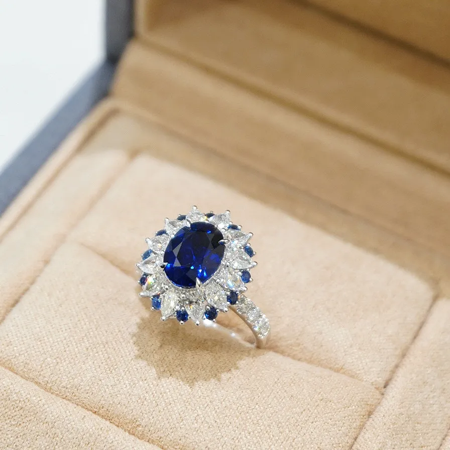 18k gold lab-grown sapphire ring