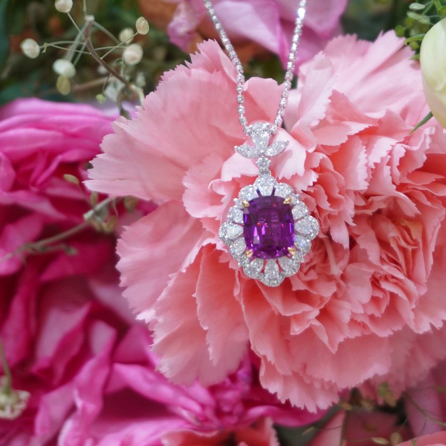 18k gold lab-grown purple sapphire - Image 5