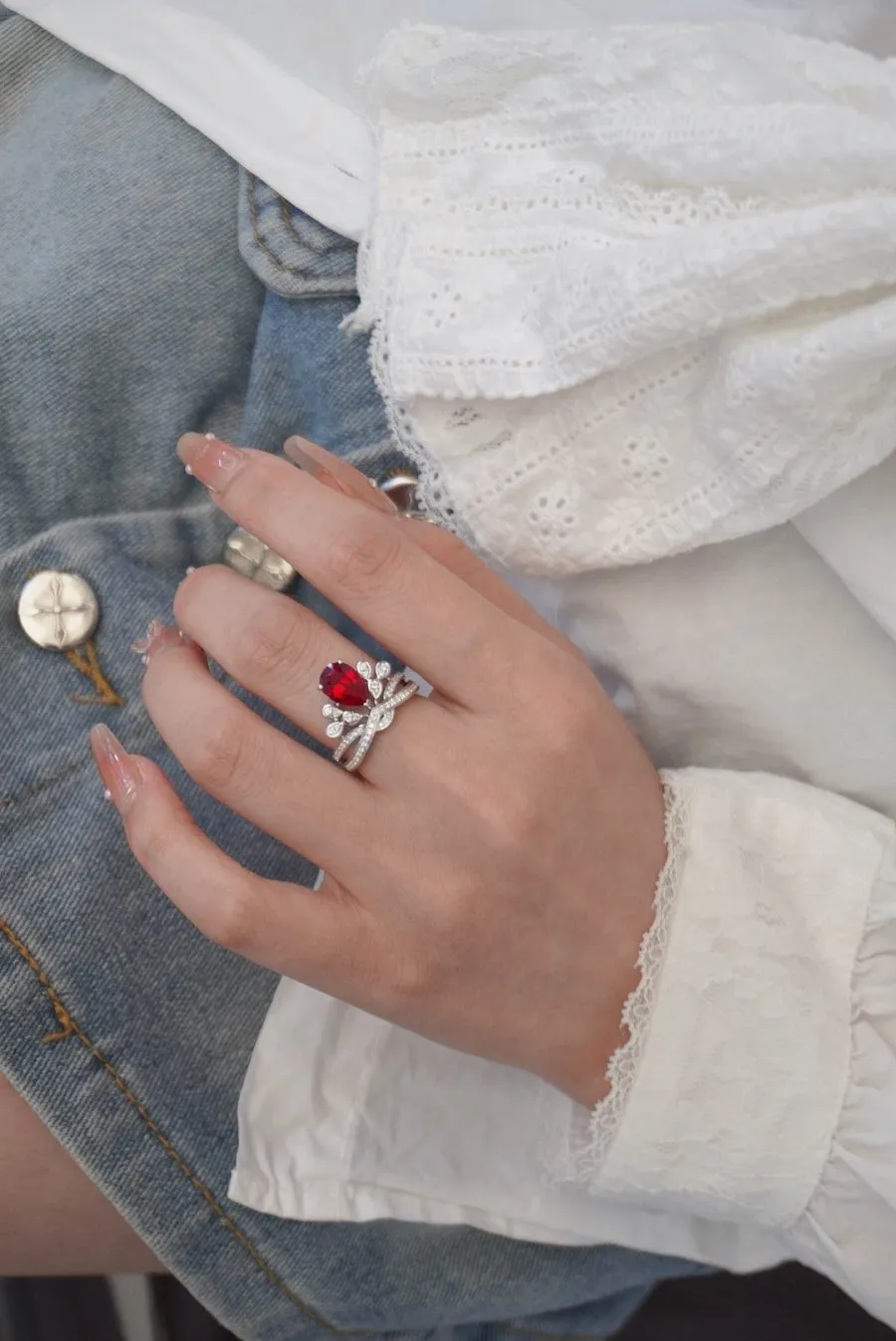 18k gold lab-grown ruby ring - Image 3