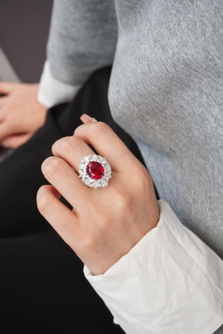 18k gold nurtured ruby ring pendant for two wearers - Image 3