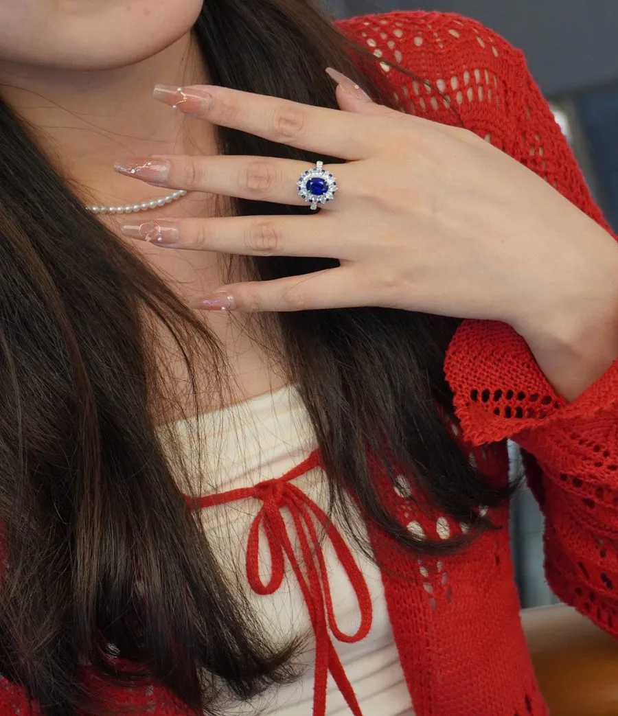18k gold lab-grown sapphire ring - Image 2