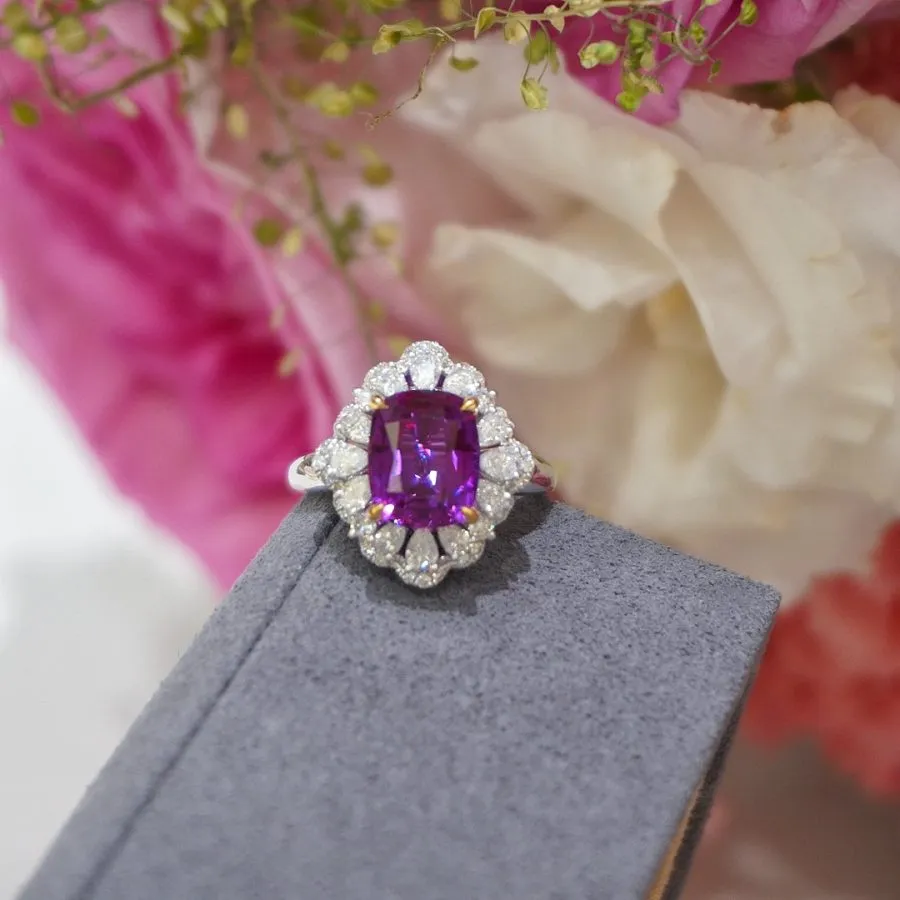 18k gold lab-grown purple sapphire