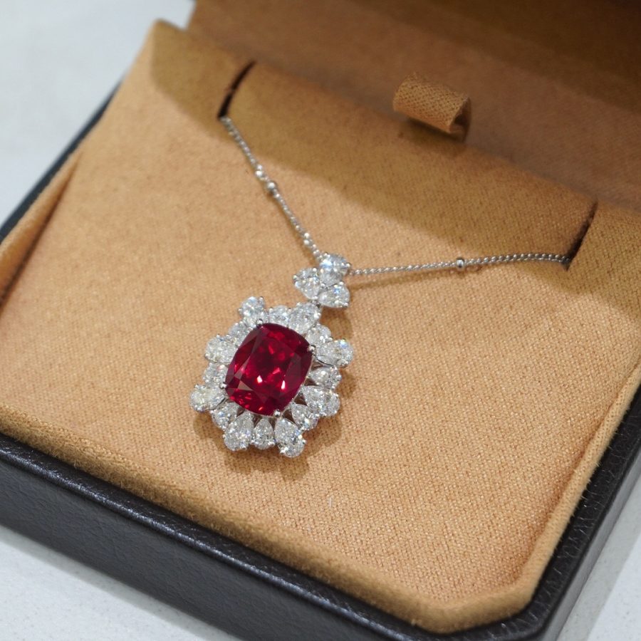 18k gold lab-grown ruby pendant