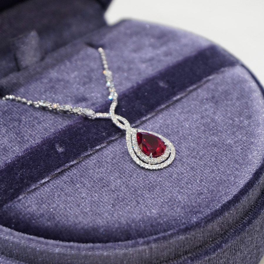 18k gold lab-grown ruby necklace