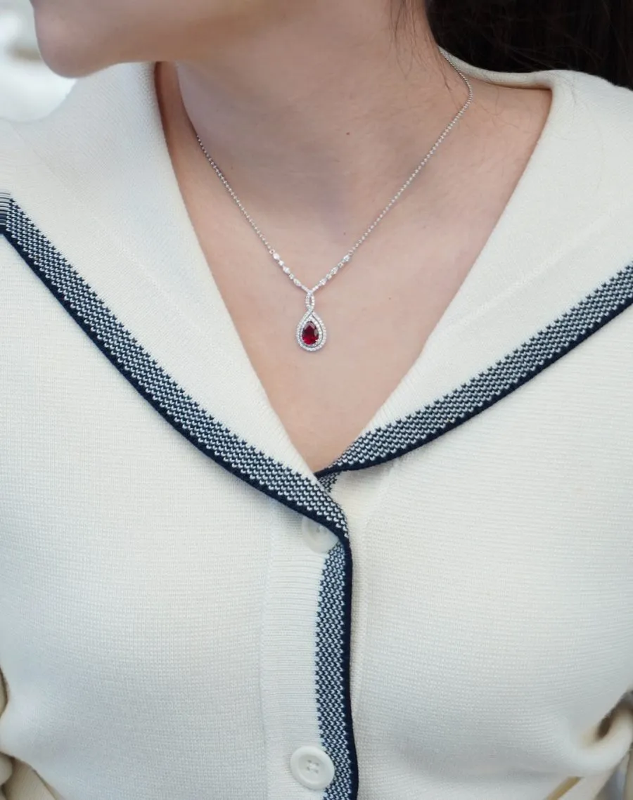 18k gold lab-grown ruby necklace - Image 2